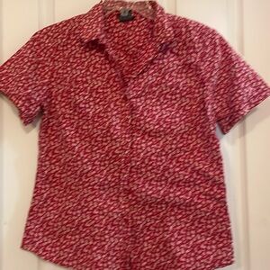 Cute, flowery, red blouse